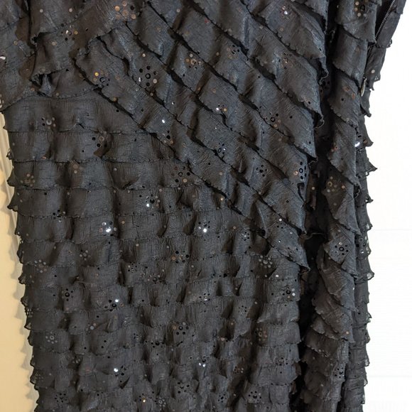 Signature Robbie Bee Black Tiered Sequin Dress w/Rhinestone Details - size L - Picture 8 of 11